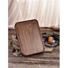 HeMu Rectangular Walnut Wood Serving Tray with Handles - Handcrafted Solid Wood Platter for Breakfast, Coffee & Kitchen Storage