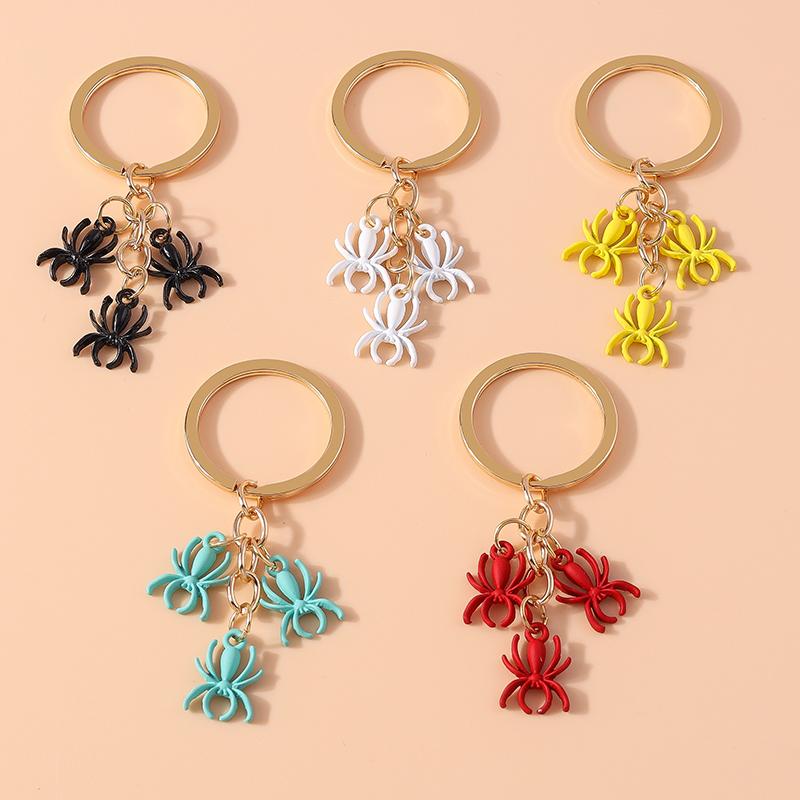 New Enamel Spider Keychain Animal Keyring Pendants for Car Key Holder Women Girl Handbag Decor DIY Jewelry Gift