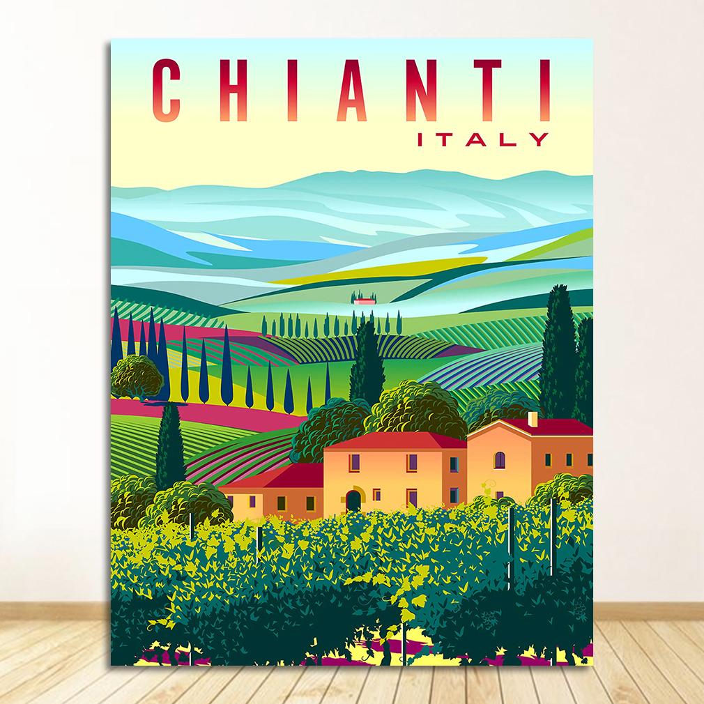 Italy Rome Capri Tuscany Retro Posters and Prints Travel Cities Landscape Wall Art Picture Bedroom Hd Print Vintage Art Painting