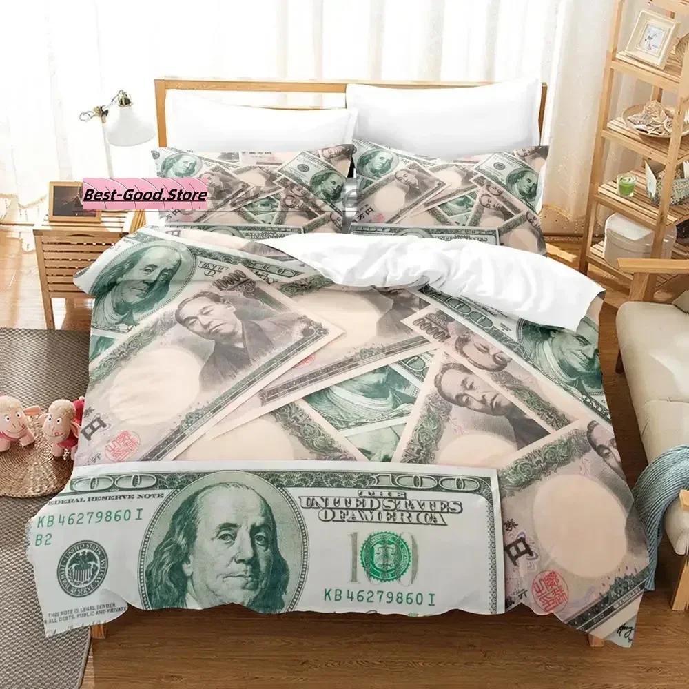 Постельное белье Dolar Single Twin Ful Quen King-Sized Размеры Размеры Комплект постельного белья Взрослый Детская спальня Комплекты пододеяльников 3D печать Деньги Комплект простыней