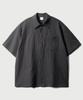 JEMUT Minimal Crop Check Short Sleeve Shirt Dark Gray Kjss2641