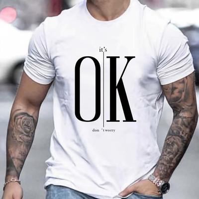 Мужская футболка Ok Text Tees, большие топы с короткими рукавами, быстросохнущая дышащая одежда, летняя рубашка для мужских футболок