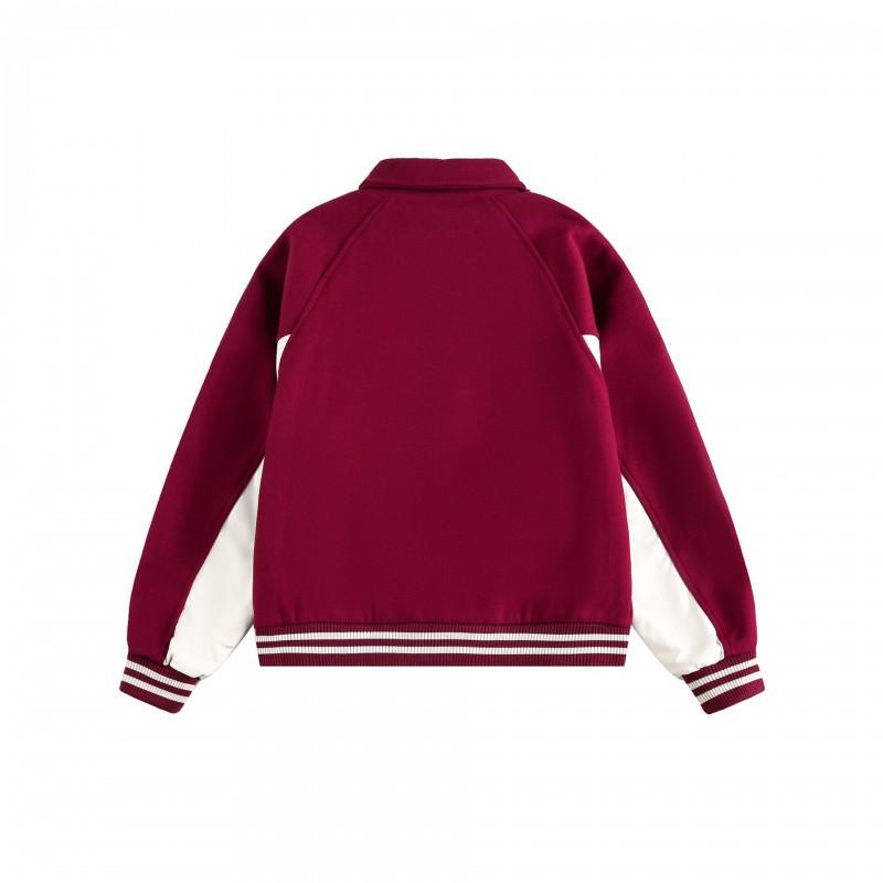 Unisex College Style Patch Embroidery Baseball Jacket Short Loose Fit Cotton Outerwear Teens
