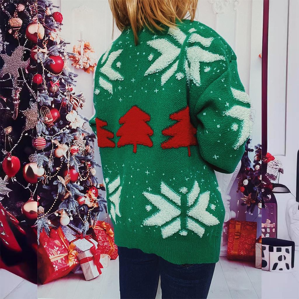 Women's Fashion Fall And Winter Christmas Loose Round Neck Pullover Knitted Sweater