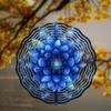 Blue and White Metal Wind Spinner with 360 Hook Elegant Floral Design for Garden Yard Outdoor Decor Spring Summer Fall