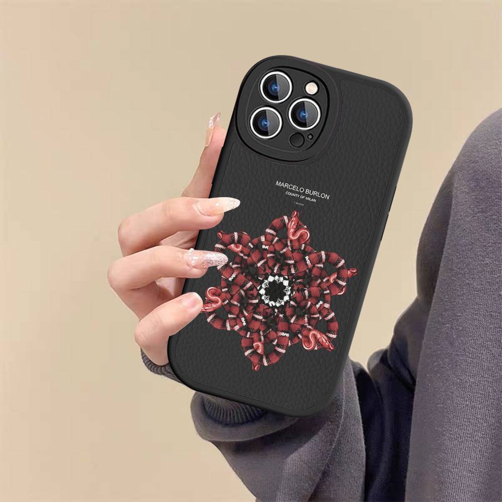Чехол для телефона M-MARCELO B-BURLON для IPhone 16 15 14 13 12 11 Pro Max Plus Кожаный Мягкий Чехол