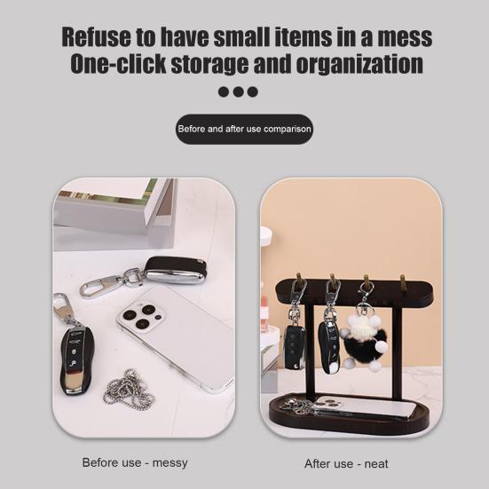 Деревянная стойка для хранения ключей в деревенском стиле для дома и офиса, настольный органайзер для ключей, крючок, многоцелевой держатель для брелоков, украшение для ювелирных изделий и мелочей