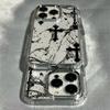 Прозрачный чехол для телефона с темным крестом и гальванизированной рамкой для линз для iPhone 17 Air 16 15 14 13 12 11 Pro Max XS Max X, мягкая крышка из ТПУ