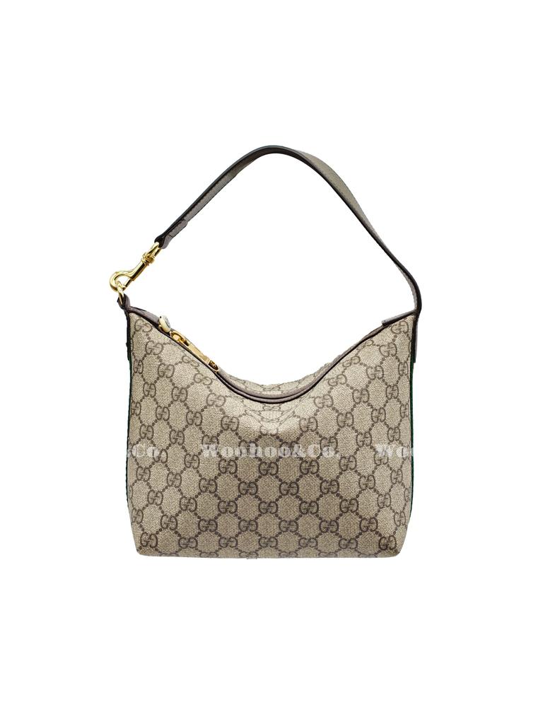 Gucci Ophidia Съемный плечевой ремень Застежка-молния Сумка Supreme из холста для ношения в руке или на плече Женская Коричневая