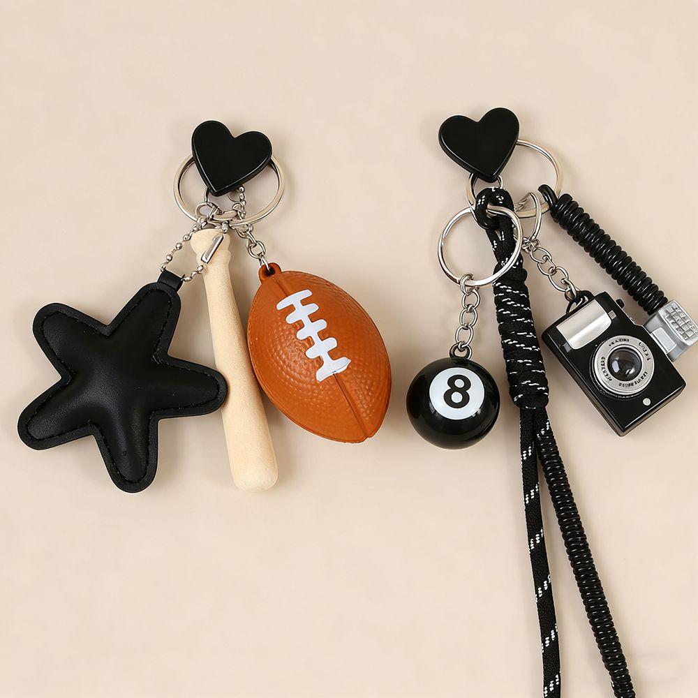 PVC Leather Baseball Pendants Zinc Zinc Alloy Versatile Bag Charm Rugby Tassel Keychain Girls
