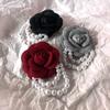 Korean Fabric Camellia Flower Brooch Pins Pearl Tassel Corsage Fashion Brooches for Women Shirt Collar Accessories
