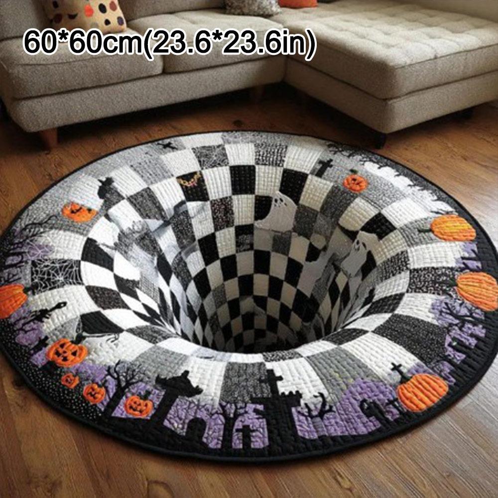 Stain Resistant Halloween Round Rug Non-Slip Halloween Floor Mat Halloween Decor