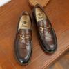 Desai One-Pedal Soft Soled Business Dress Leather Shoes Retro Horse Buckle Loafers Work Daily Mens Shoes
