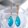 Luxury Unique Cut Blue Glass Stone Women Dangle Earrings Fashion Party Daily Jewelry