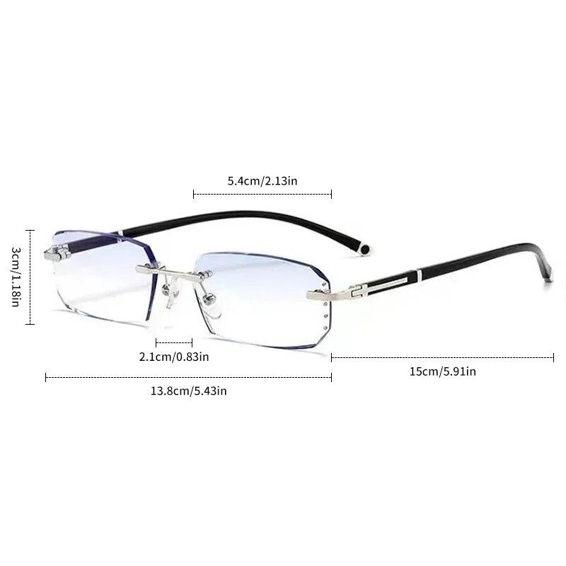 Diamond Cutting Myopia Glasses Anti Blue Light Rimless Computer Near Sight Eyeglasses Men's Finished Prescription Minus Eyewear