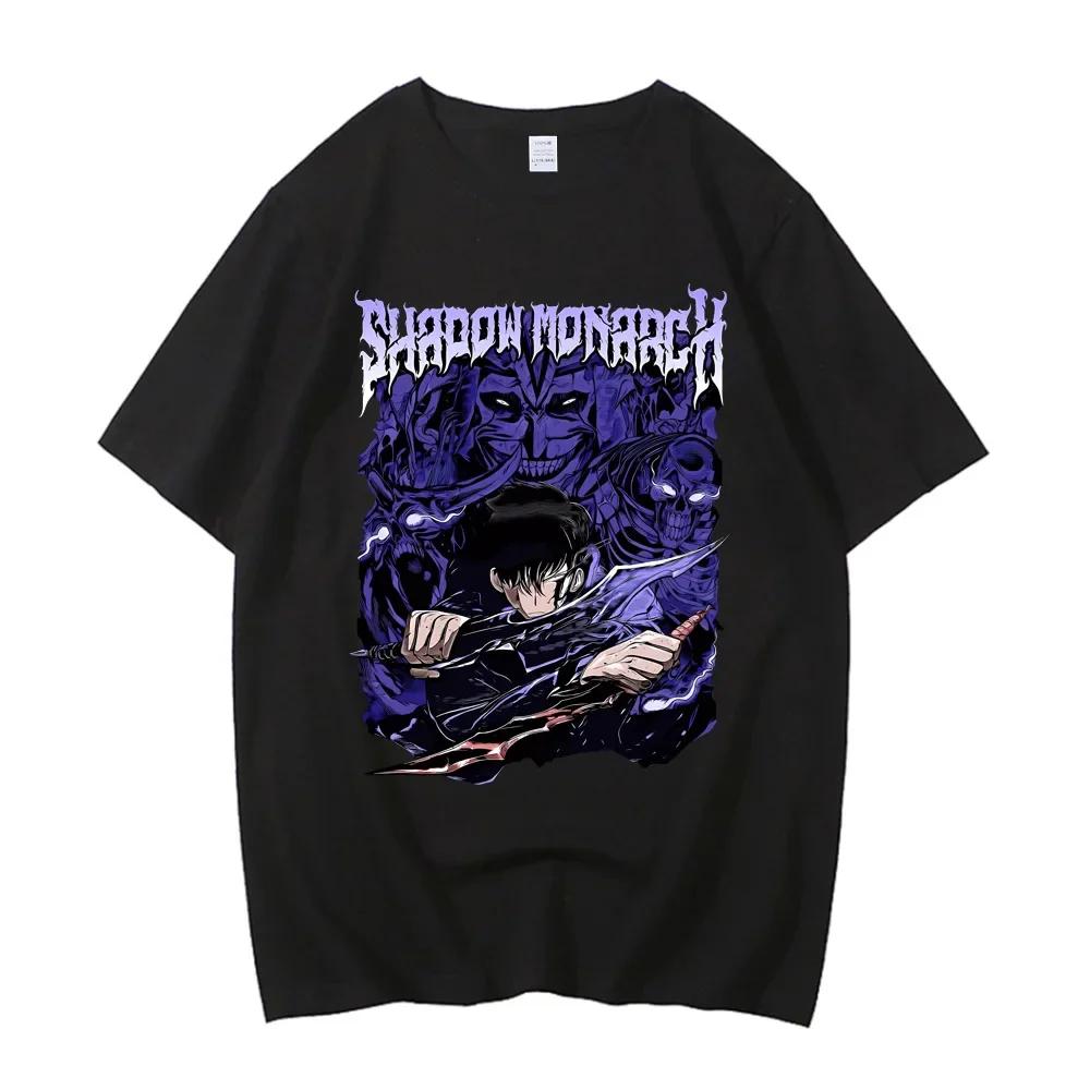 ZX TEE Горячая футболка для соло-прокачки Мужчины женщины Сон Джин У Аниме Графические футболки Хлопок Высокого качества Короткий рукав Уличная одежда Мужская