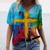 Новая популярная абстрактная картина, 3D-принт, футболка с коротким рукавом для женской одежды
