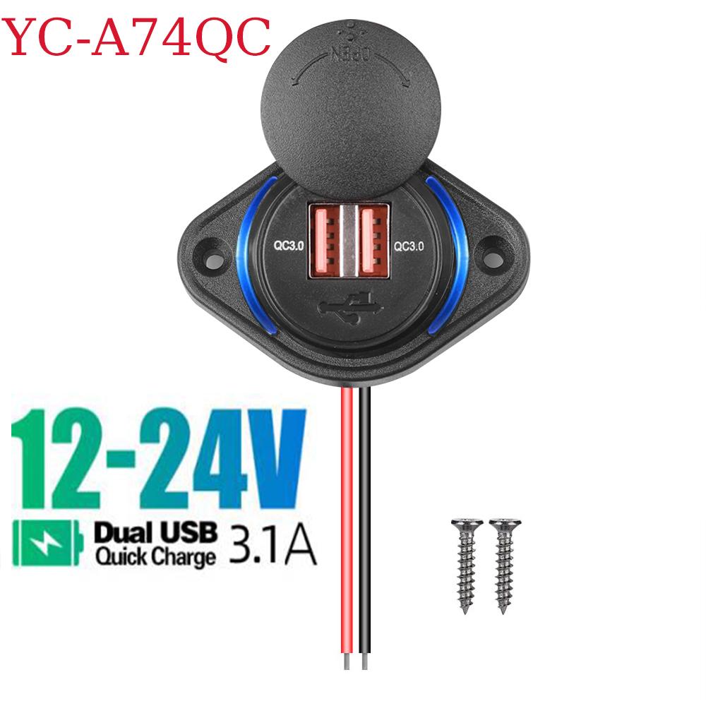 Быстрая зарядка QC 3.0 Dual USB зарядное устройство со сдвижной крышкой водонепроницаемое 12 В/24 В быстрая зарядка USB зарядное устройство для автомобиля лодки автобуса автофургона дома