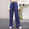 Women's Fashion Casual Elastic Drawstring High Waist Textured Wide Leg Straight Pants