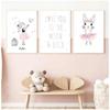 Art Canvas Painting Prints Ballet Girl Bedroom Picture Kids Room Poster Pink Rabbit Children Baby Decor Nursery Wall
