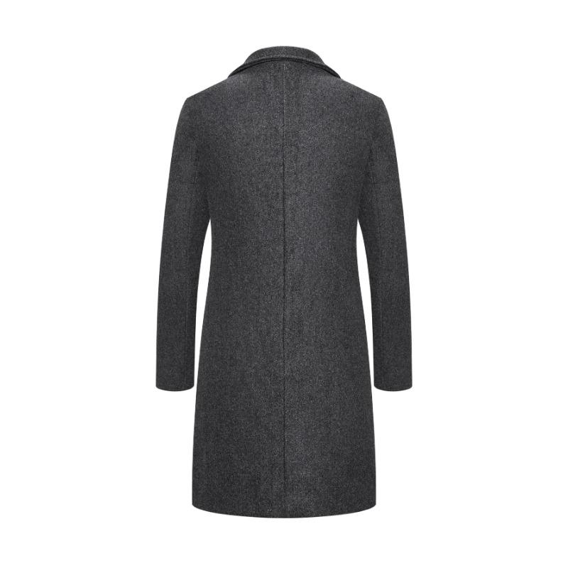 Spring Autumn New Long Cotton Coat New Wool Blend Pure Color Casual Business Fashion Men's Clothing Slim Windbreaker Jacket