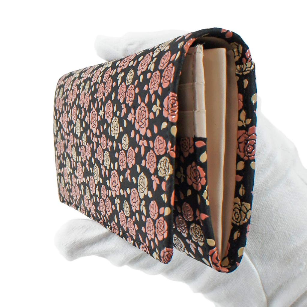 Длинный кошелек Inden с монетой, розовый, черный фон x белый, розовый лак 8404 [Indenya], кошелек, замша, Kaguwa, миниатюрный,