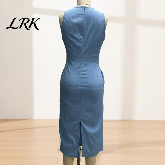 Полиэстер Летнее Платье Женское Bodycon Midi Платье, Для Деловых Женщин Учителя Без Рукавов Карандаш Чехол Простой Стиль Лодочка Нарядное Офисное с Карманами