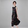 Chinese style jacquard silk dress with mulberry silk, 2026 summer fashion versatile mid to long round neck sleeveless vest skirt