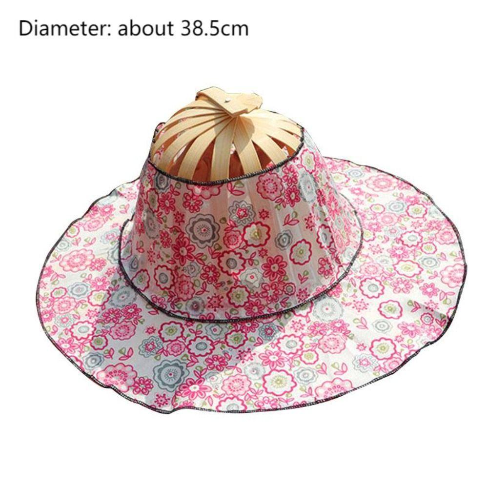Бамбуковая шляпа с широкими полями, портативная солнцезащитная кепка, украшения, складная шляпа-веер, пляж