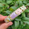 1.4cm Peony Filigree Flower Bangle Wider Women's Hand Bracelet  Gifts for Women Girl