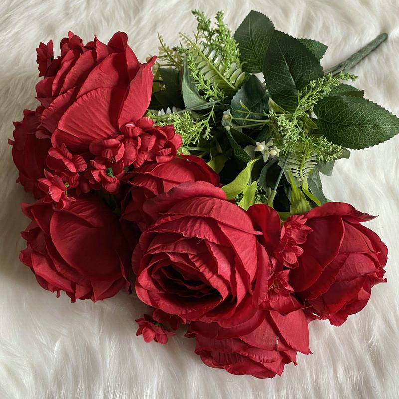 European Wedding Hall Flower Material With Faux Rose For Restaurant Decor