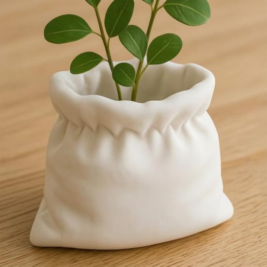 3D-печатные горшки для суккулентов, Креативные цветочные горшки в форме тканевой сумки для комнатных растений, Многоцелевой настольный держатель для хранения, Минималистичные цветочные горшки для дома