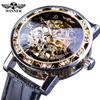 Black Golden Retro Luminous Hands Fashion Diamond Display Mens Mechanical Skeleton Wrist Watches Top Brand Luxury Clock