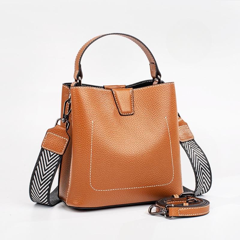 Fashion Large Capacity Real Cowhide Shoulder Bag Women's Exquisite Cross-body Bag Bucket Bag
