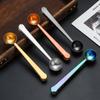 1pcs With Sealing Clip Measuring Spoon Stainless Steel Long Handle Spoon Portable Coffee Spoon  Home