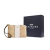 Coach Кошелек-клатч на молнии по углу 15 Полосатый Signature Покрытие из холста и переработанная кожа Клатч Мини Женский клатч Светло-хаки CR945-IMWQJ