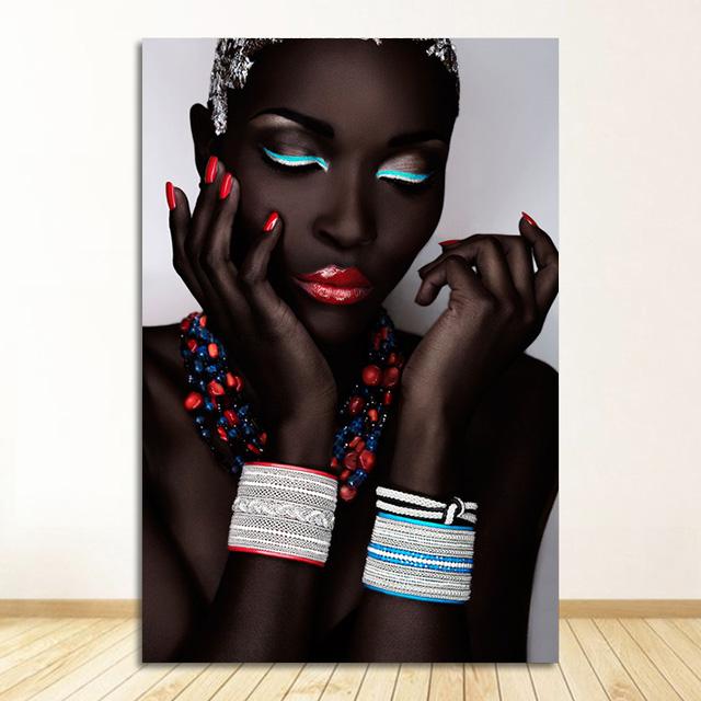 Африканское искусство Женщина Холст Картина Настенная картина HD Красота Девушка Скандинавские постеры и принты для гостиной Домашний декор Cuadros