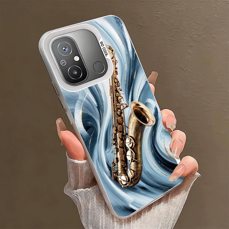 Ударопрочный чехол для телефона с изображением саксофона и нот для Xiaomi Poco X7 X6 X5 X3 Pro F7 Ultra M8 Redmi 15C 15 14C 13C 12C 10C 13 12