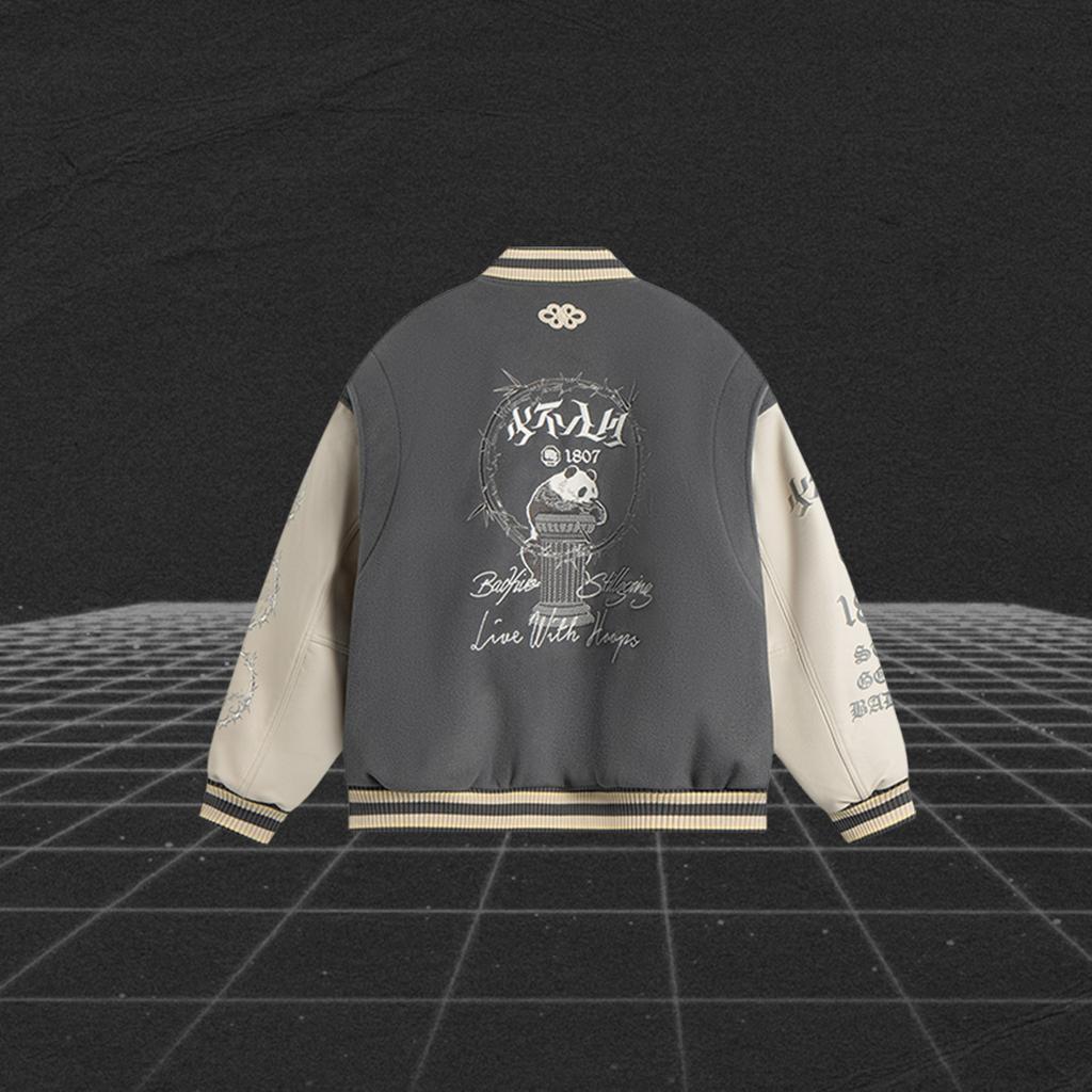 Li Ning Badfive модная классическая американская ретро повседневная кампусная универсальная уличная трендовая свободная удобная хлопковая куртка мужская куртка AJMV119-1