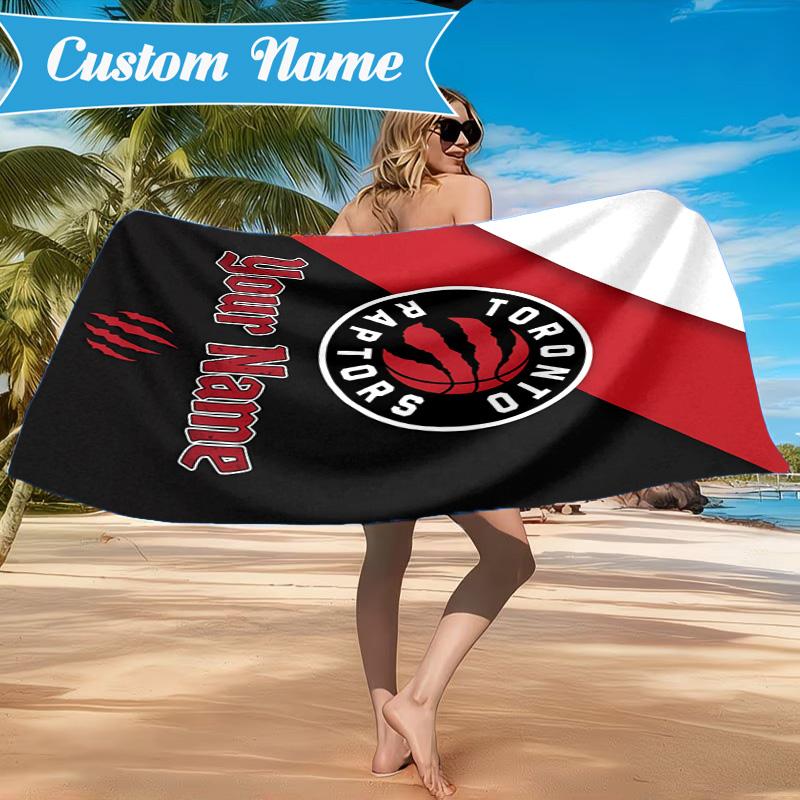 Custom Name Beach Towel Raptors basketball Logo Soft and Quick-drying Beach Towel, Suitable for Travel, Swimming Pool, Gym, Yoga, Gifts