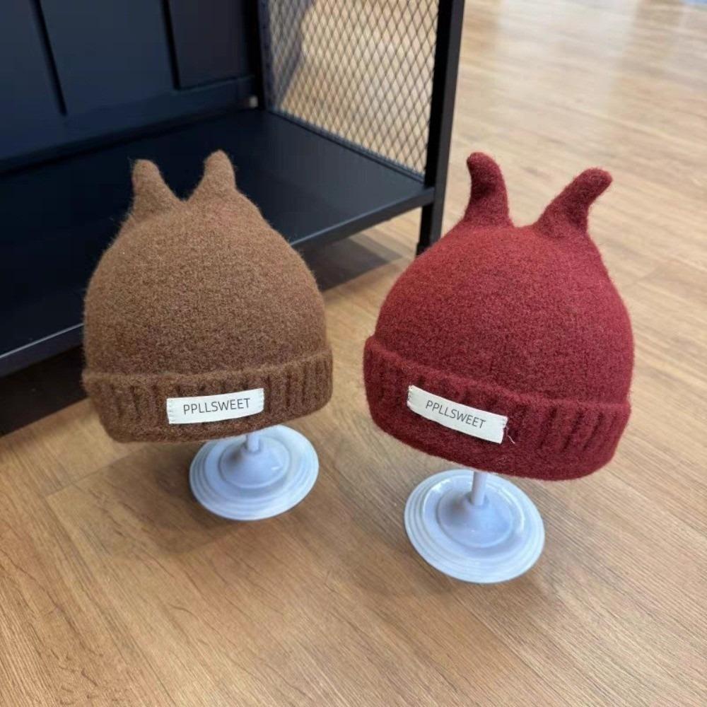 Windproof Toddler Knitted Beanie Antenna Detail Baby Knit Cap Durable Pull-On Hat Fall Winter Wear