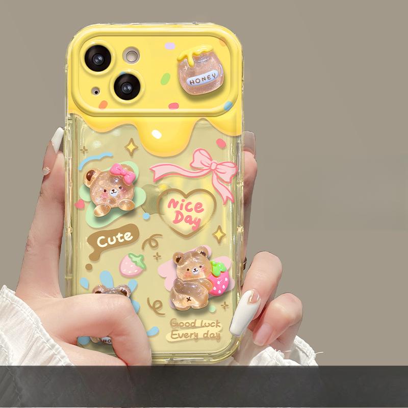 Цепочка-кукла Мишка Любовь Подходит для мобильного чехла Apple 15 IPhone 14/13pro Зеркало-книжка 11 Мультяшный
