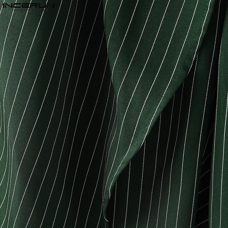 INCERUN Мужские повседневные длинные прямые брюки с застежкой-молнией на талии, неравномерные слои в полоску