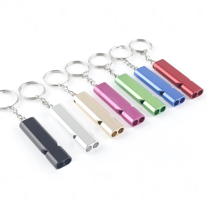 Survival Whistle Safety Keychain Dual Frequency Emergency Aluminium Alloy Practical Outdoor Hiking Camping