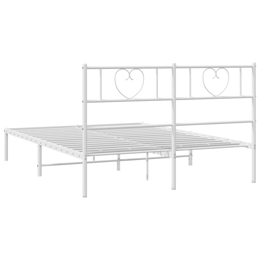 Metal Bed Frame with Headboard White 160 x 200 cm