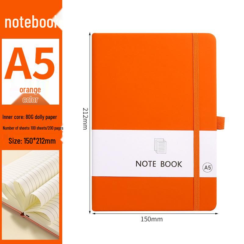 A6 Color Elastic Band Portable Notebook - Student Memo with Skin-Feel Leather Pocket Design