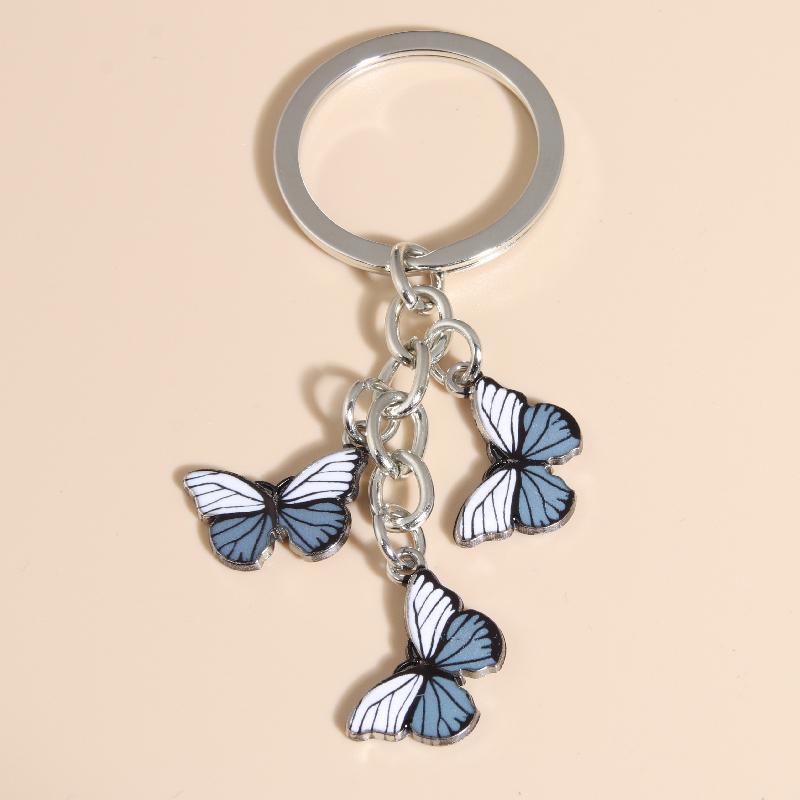 Cute Colorful Butterfly Enamel Flying Animals Key Chains For Women Girls Accessorie Handmade Jewelry Bag Charm