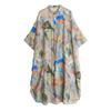 Dimanaf 2025 Summer Women Plus Size Dress Vintage Printing Buttons Casual Loose Long Dress New Oversized