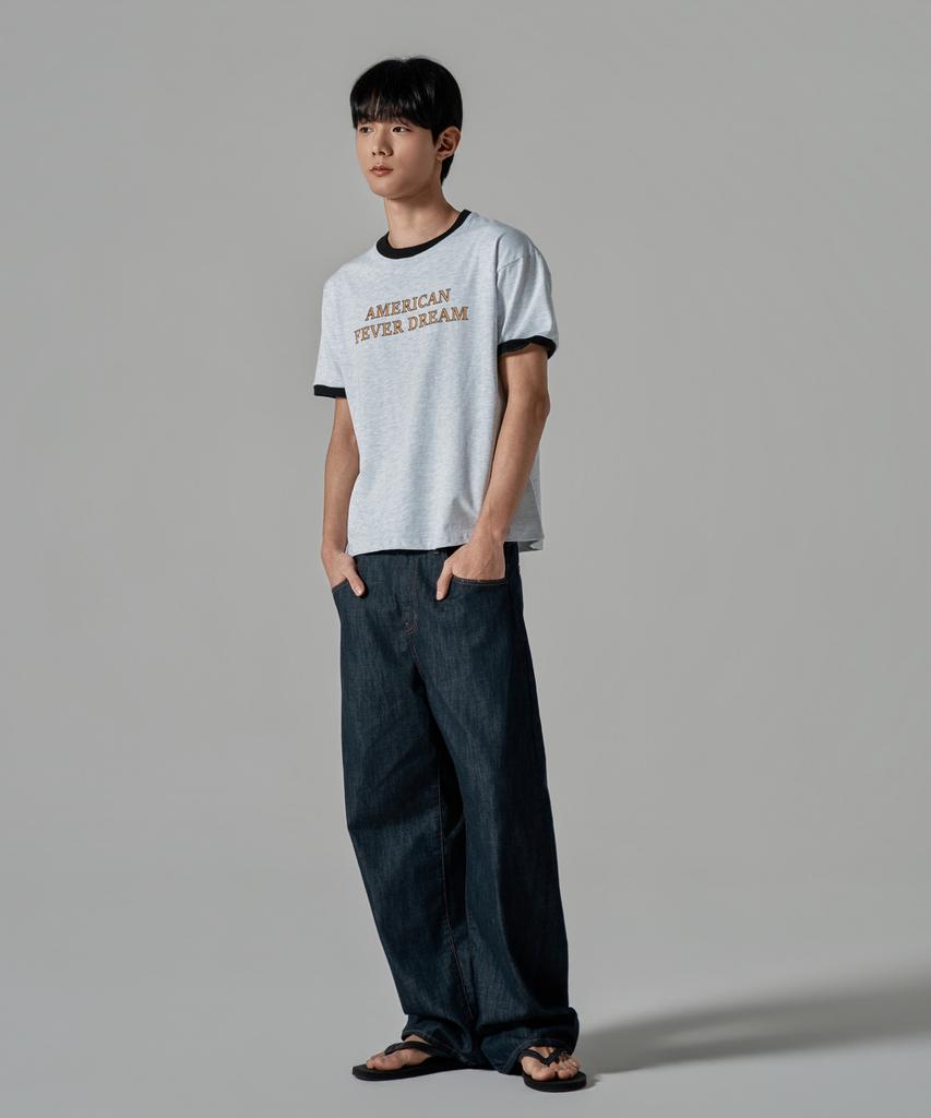WAAR M1090 Dream Fever Ringer Short Sleeve T-Shirt_White Melange