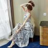 YYFS Женская мода лето-весна с цветочным узором и принтом без рукавов с v-образным вырезом и высокой талией повседневные платья